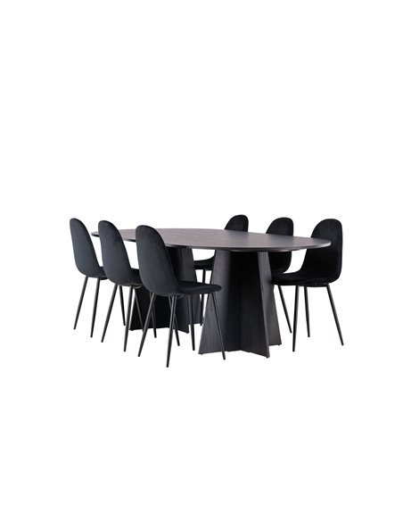 Matgrupp Bootcut med Polar matstolar, 230 × 115 cm