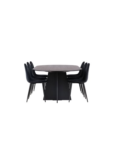 Matgrupp Bootcut med Polar matstolar, 230 × 115 cm