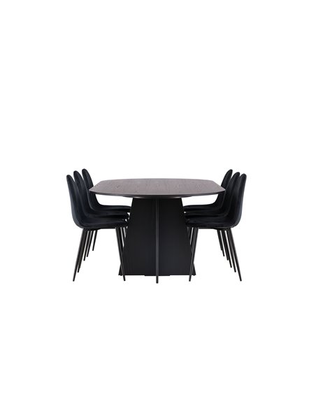 Matgrupp Bootcut med Polar matstolar, 230 × 115 cm