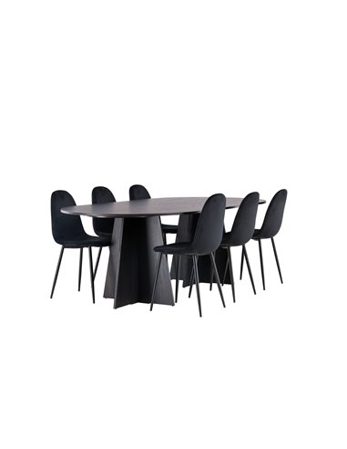 Matgrupp Bootcut med Polar matstolar, 230 × 115 cm