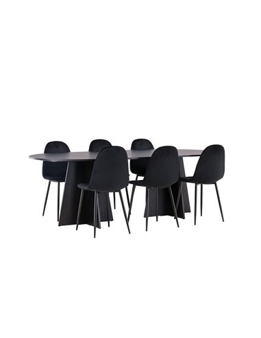 Matgrupp Bootcut med Polar matstolar, 230 × 115 cm