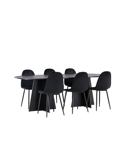 Matgrupp Bootcut med Polar matstolar, 230 × 115 cm
