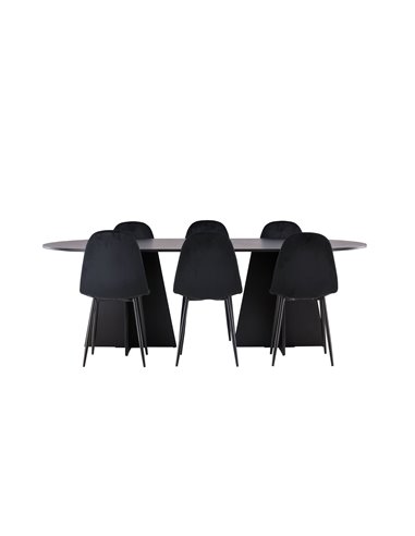 Matgrupp Bootcut med Polar matstolar, 230 × 115 cm