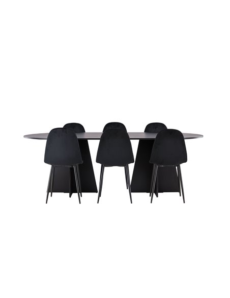 Matgrupp Bootcut med Polar matstolar, 230 × 115 cm