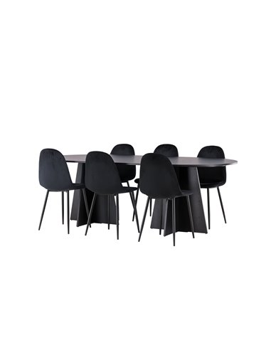 Matgrupp Bootcut med Polar matstolar, 230 × 115 cm