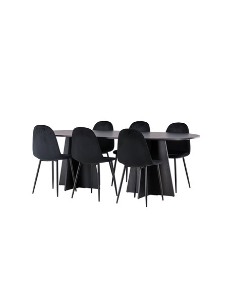 Matgrupp Bootcut med Polar matstolar, 230 × 115 cm