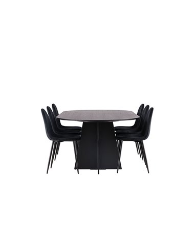 Matgrupp Bootcut med Polar matstolar, 230 × 115 cm