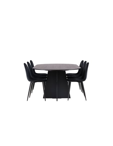 Matgrupp Bootcut med Polar matstolar, 230 × 115 cm