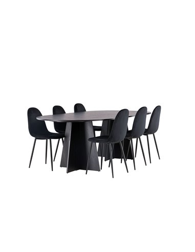 Matgrupp Bootcut med Polar matstolar, 230 × 115 cm