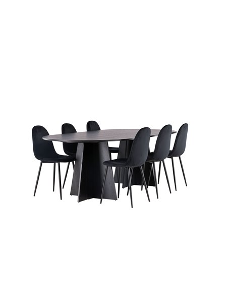 Matgrupp Bootcut med Polar matstolar, 230 × 115 cm