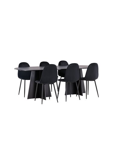 Matgrupp Bootcut med Polar matstolar, 230 × 115 cm