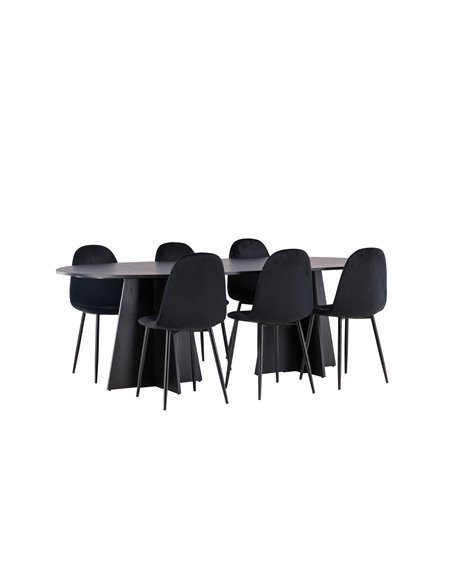 Matgrupp Bootcut med Polar matstolar, 230 × 115 cm