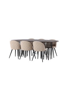 Matgrupp Stone med Velvet matstolar, 220 × 100 cm 2