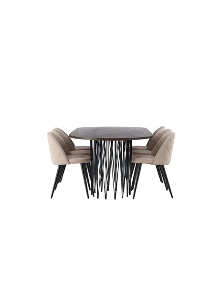 Matgrupp Stone med Velvet matstolar, 220 × 100 cm