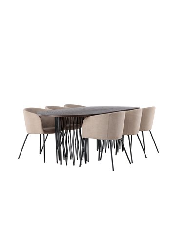 Matgrupp Stone med Berit matstolar, 220 × 100 cm