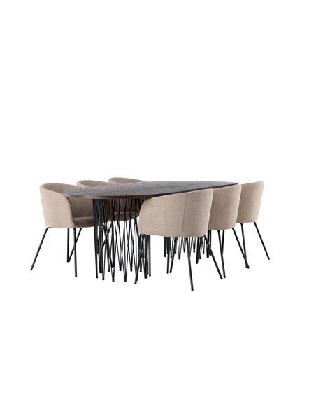 Matgrupp Stone med Berit matstolar, 220 × 100 cm