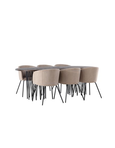 Matgrupp Stone med Berit matstolar, 220 × 100 cm