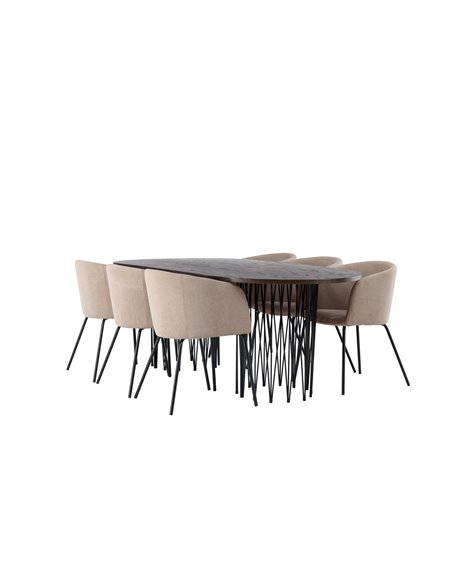 Matgrupp Stone med Berit matstolar, 220 × 100 cm