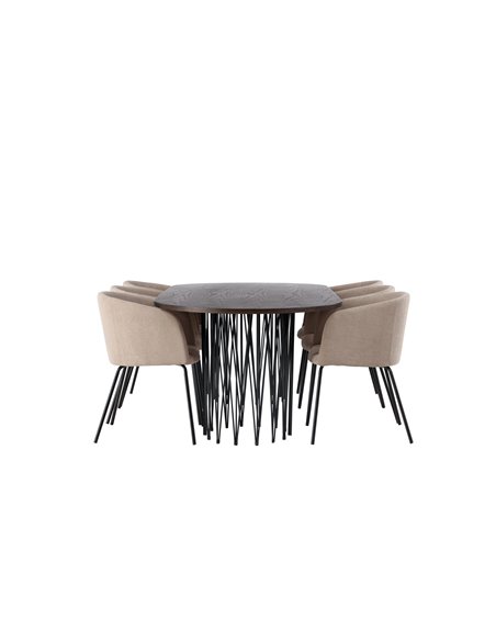 Matgrupp Stone med Berit matstolar, 220 × 100 cm
