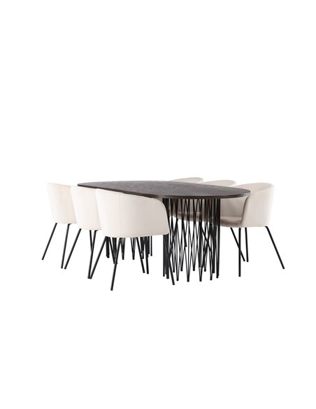 Matgrupp Stone med Berit matstolar, 220 × 100 cm