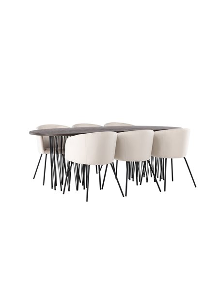 Matgrupp Stone med Berit matstolar, 220 × 100 cm