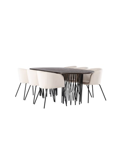 Matgrupp Stone med Berit matstolar, 220 × 100 cm