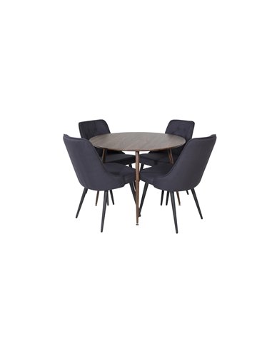 Matgrupp Plaza med Velvet Deluxe matstolar