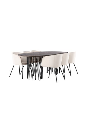Matgrupp Stone med Berit matstolar, 220 × 100 cm