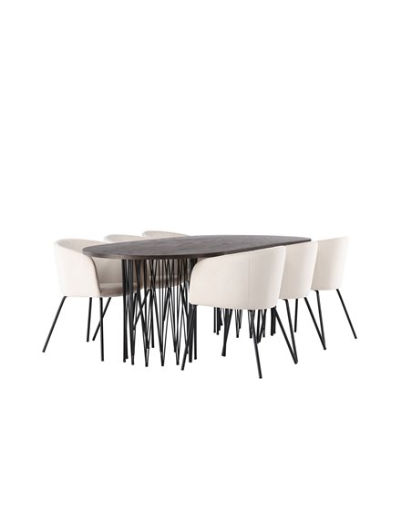 Matgrupp Stone med Berit matstolar, 220 × 100 cm