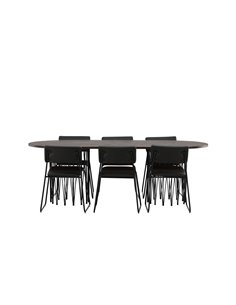 Matgrupp Stone med Kenth matstolar, 220 × 100 cm
