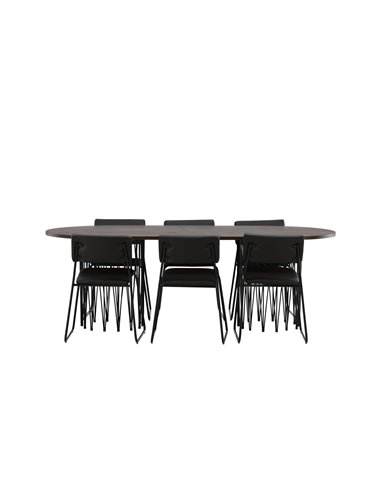 Matgrupp Stone med Kenth matstolar, 220 × 100 cm