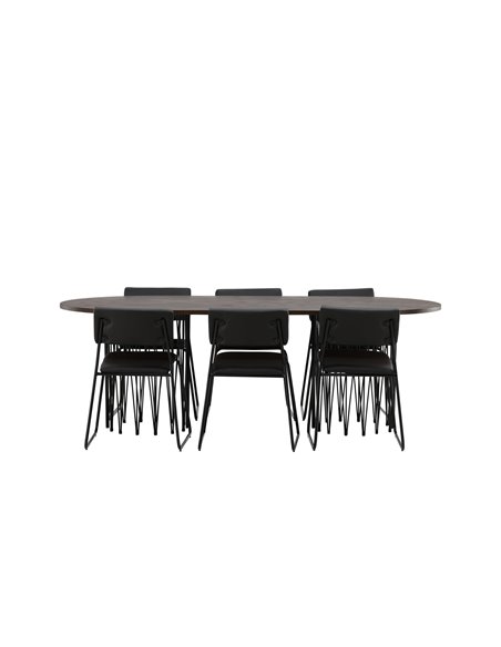 Matgrupp Stone med Kenth matstolar, 220 × 100 cm