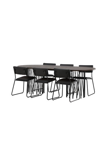 Matgrupp Stone med Kenth matstolar, 220 × 100 cm