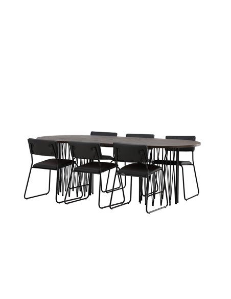 Matgrupp Stone med Kenth matstolar, 220 × 100 cm