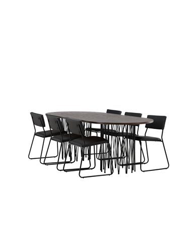 Matgrupp Stone med Kenth matstolar, 220 × 100 cm