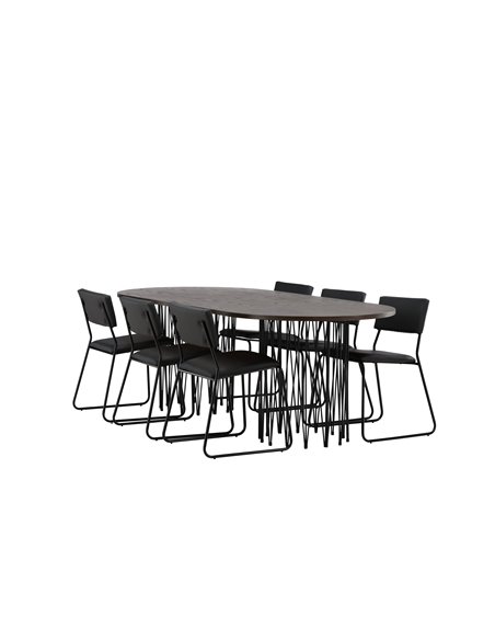 Matgrupp Stone med Kenth matstolar, 220 × 100 cm