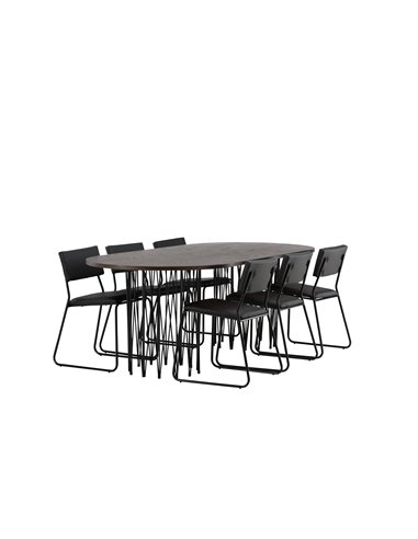 Matgrupp Stone med Kenth matstolar, 220 × 100 cm