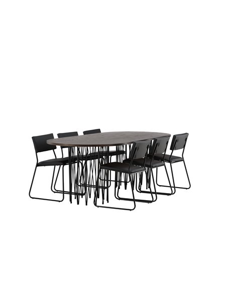 Matgrupp Stone med Kenth matstolar, 220 × 100 cm