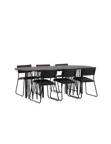 Matgrupp Stone med Kenth matstolar, 220 × 100 cm