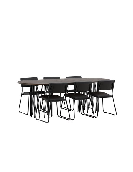Matgrupp Stone med Kenth matstolar, 220 × 100 cm