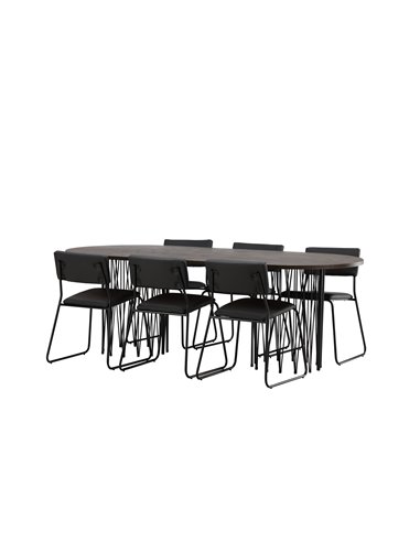 Matgrupp Stone med Kenth matstolar, 220 × 100 cm