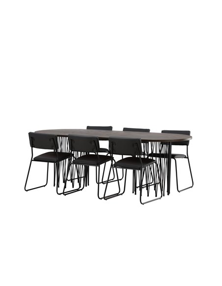 Matgrupp Stone med Kenth matstolar, 220 × 100 cm