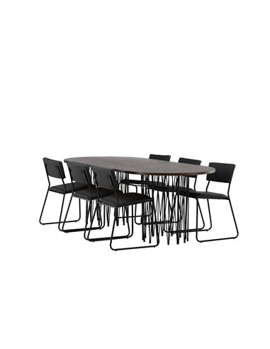 Matgrupp Stone med Kenth matstolar, 220 × 100 cm