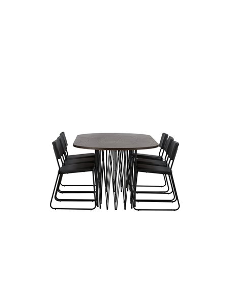 Matgrupp Stone med Kenth matstolar, 220 × 100 cm