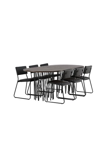 Matgrupp Stone med Kenth matstolar, 220 × 100 cm