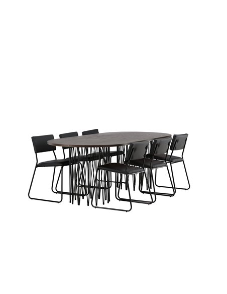 Matgrupp Stone med Kenth matstolar, 220 × 100 cm