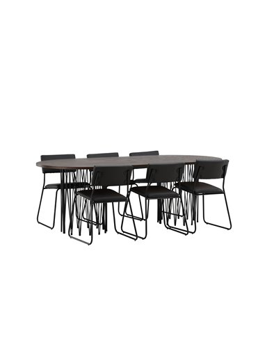 Matgrupp Stone med Kenth matstolar, 220 × 100 cm