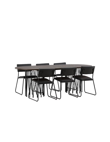 Matgrupp Stone med Kenth matstolar, 220 × 100 cm