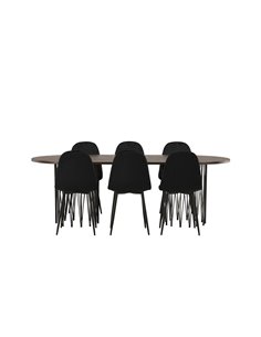 Matgrupp Stone med Polar matstolar, 220 × 100 cm
