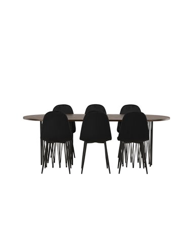 Matgrupp Stone med Polar matstolar, 220 × 100 cm